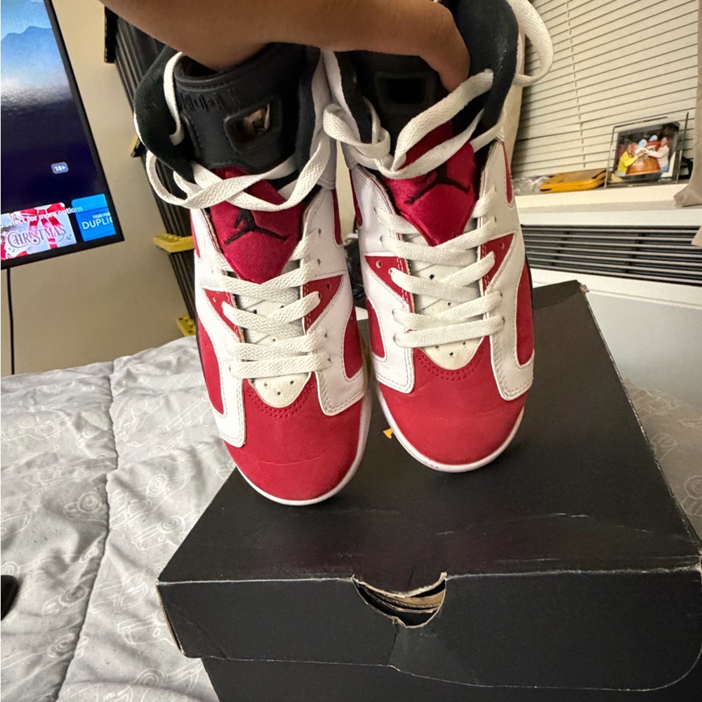 Jordan Red and White Sneakers 6Y WITH BOX